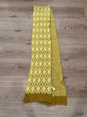 Maeve by Anthropologie Mustard Yellow Cream Diamond Knit Scarf